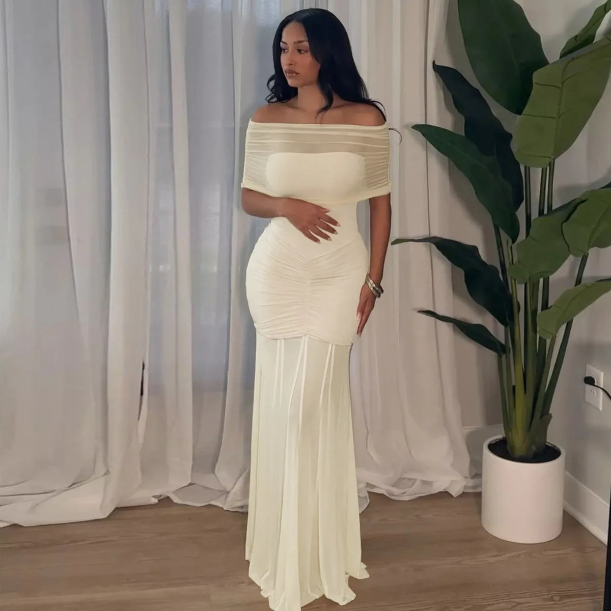 DEZIREI OFF SHOULDER MAXI DRESS