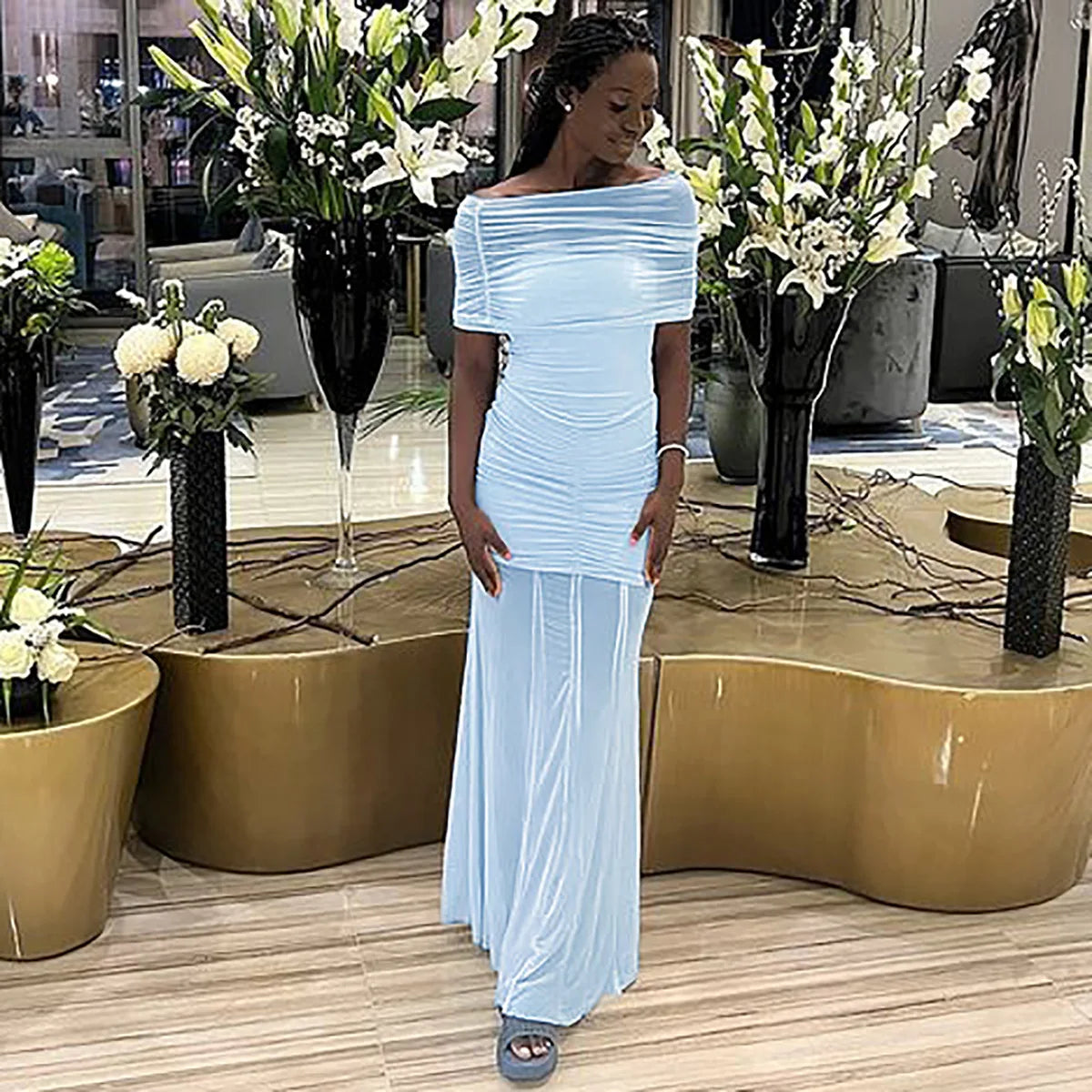 DEZIREI OFF SHOULDER MAXI DRESS