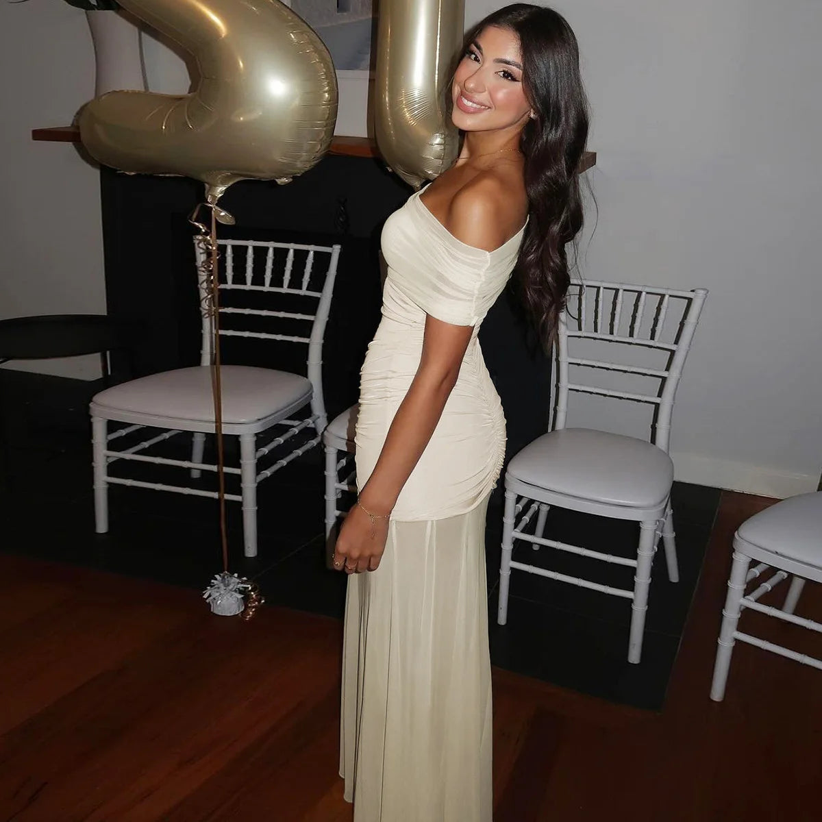 DEZIREI OFF SHOULDER MAXI DRESS