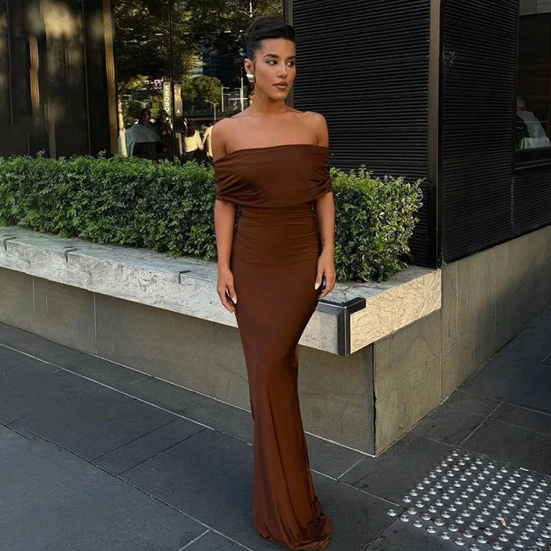 KELLY SHOULDER OFF MAXI DRESS