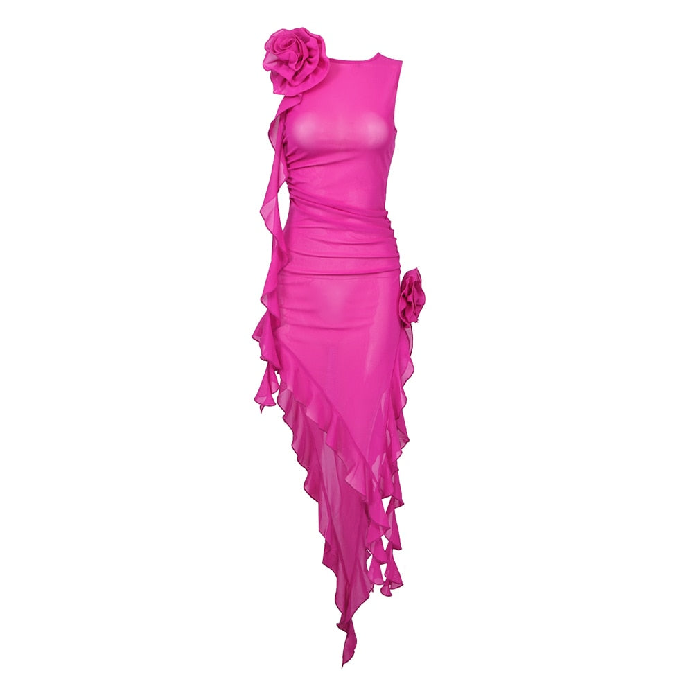 ZANTIA MESH MIDI DRESS