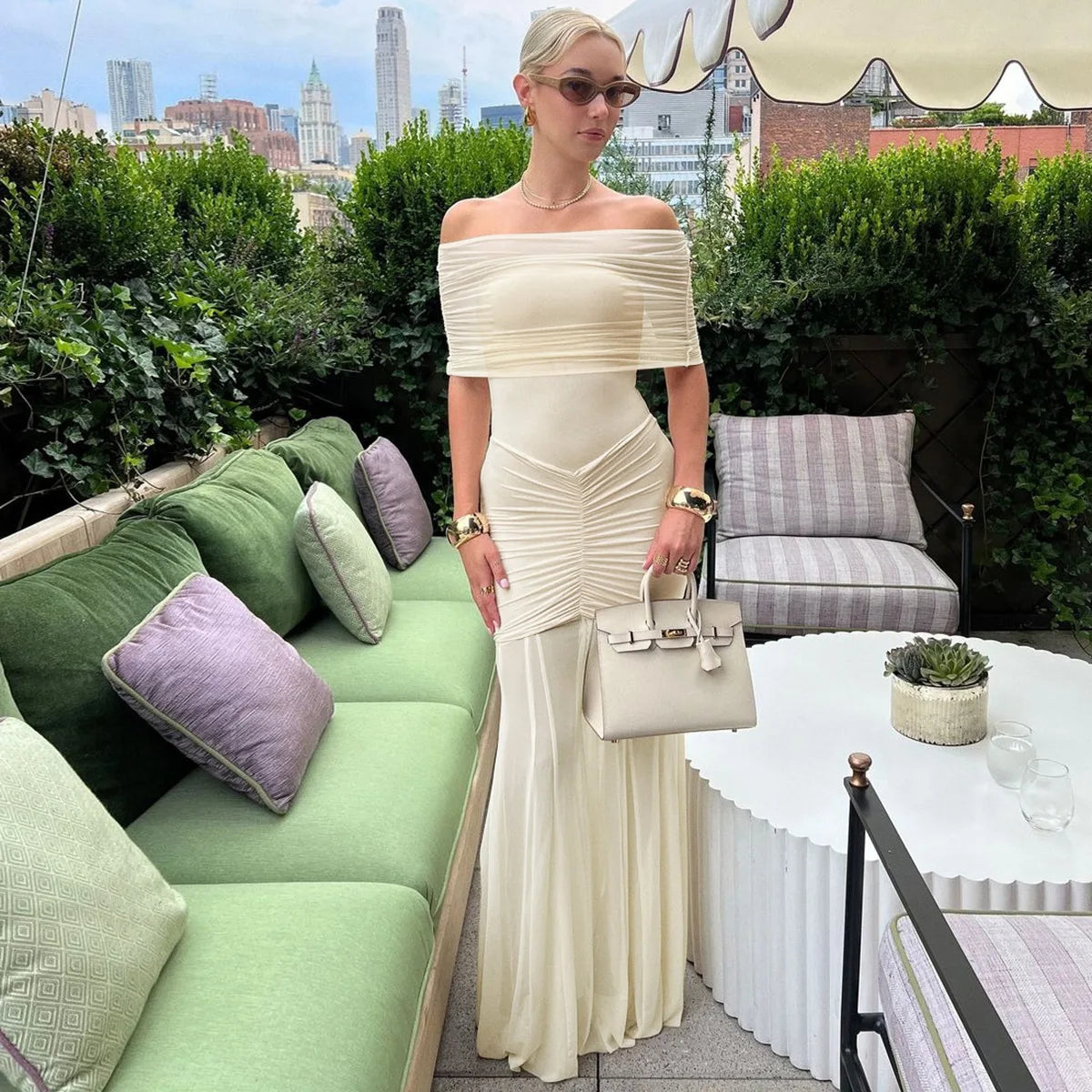 DEZIREI OFF SHOULDER MAXI DRESS