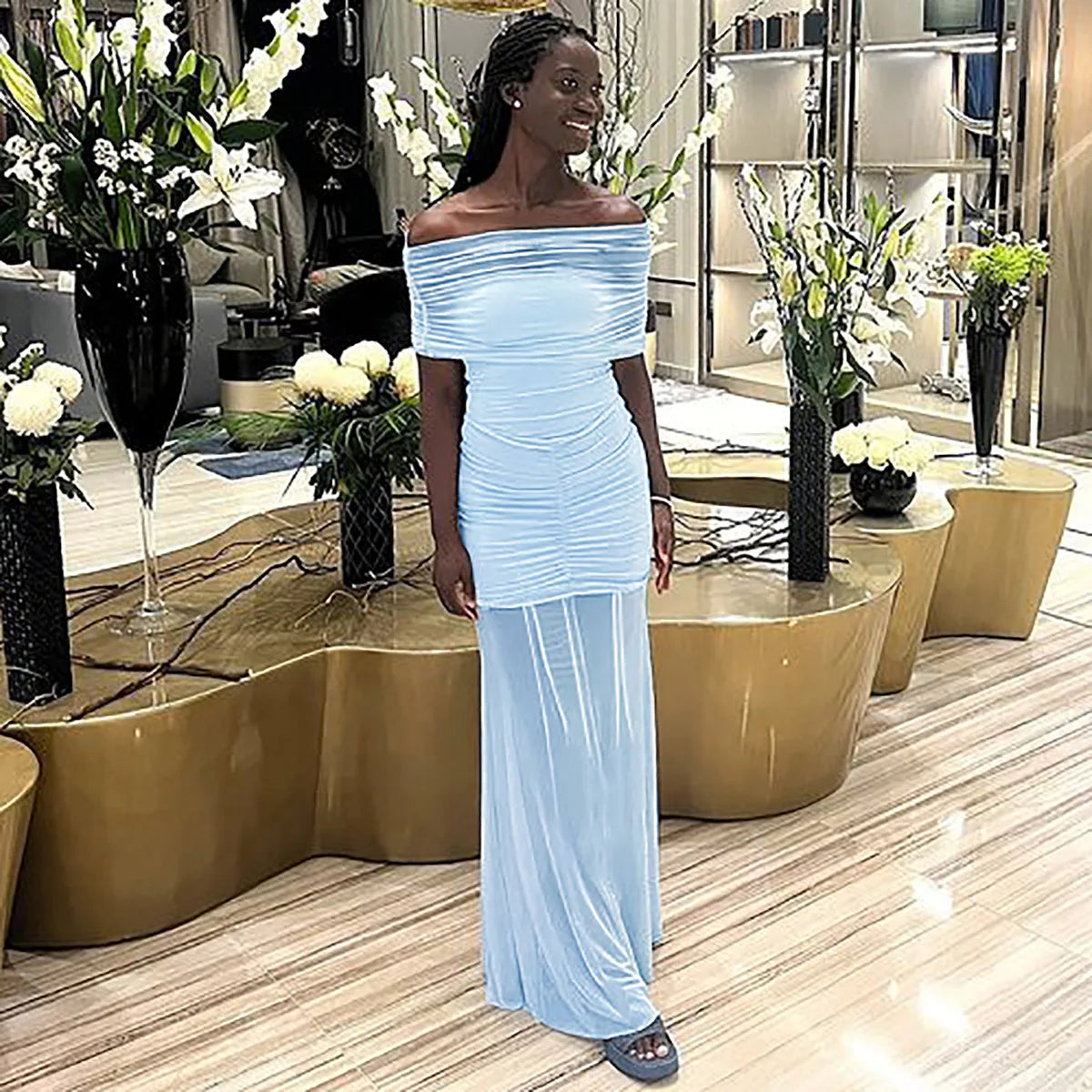 DEZIREI OFF SHOULDER MAXI DRESS