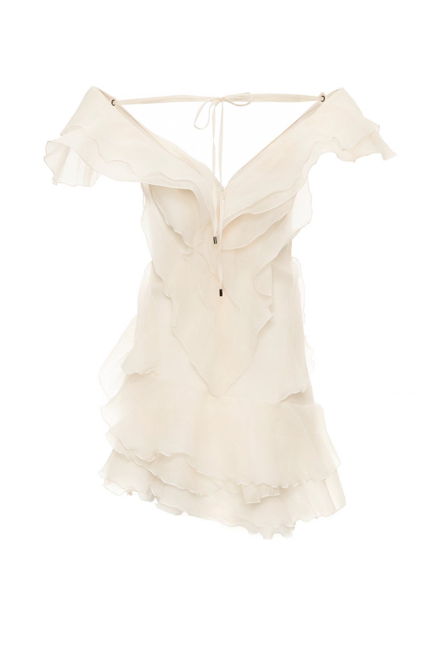 MILANO RUFFLE MINI DRESS CHAMPAGNE