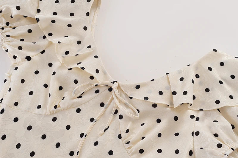LETO POLKA DOT SATIN DRESS