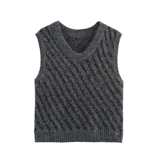 SEQUIN KNITTED SWEATER VEST