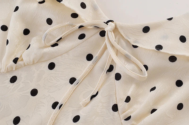 LETO POLKA DOT SATIN DRESS