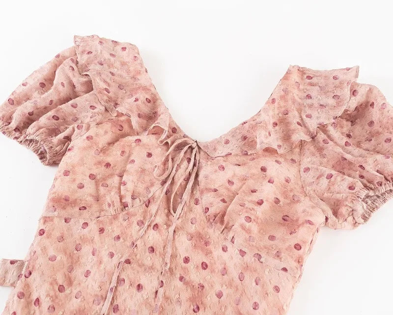 LETO POLKA DOT SATIN DRESS