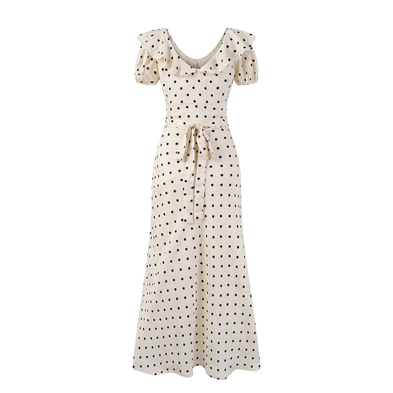 LETO POLKA DOT SATIN DRESS