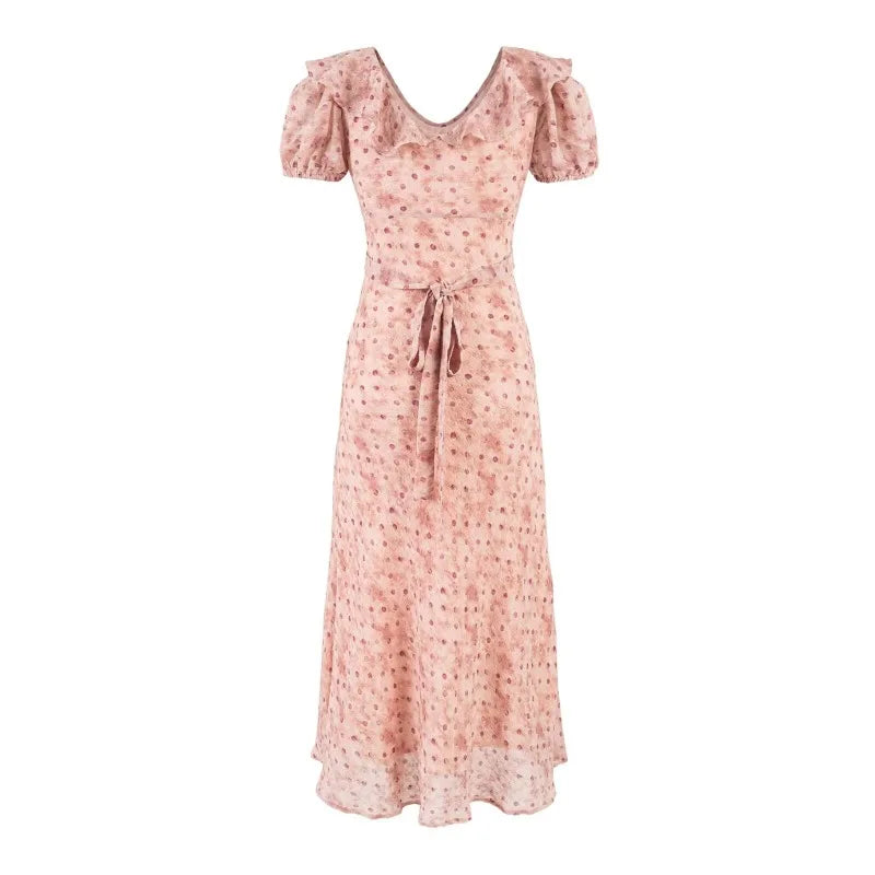 LETO POLKA DOT SATIN DRESS