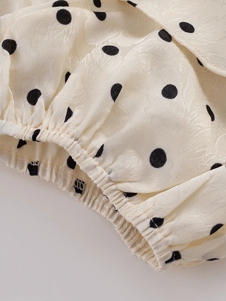 LETO POLKA DOT SATIN DRESS