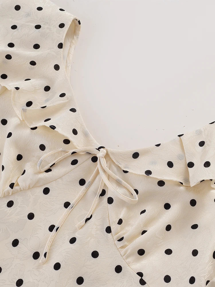 LETO POLKA DOT SATIN DRESS