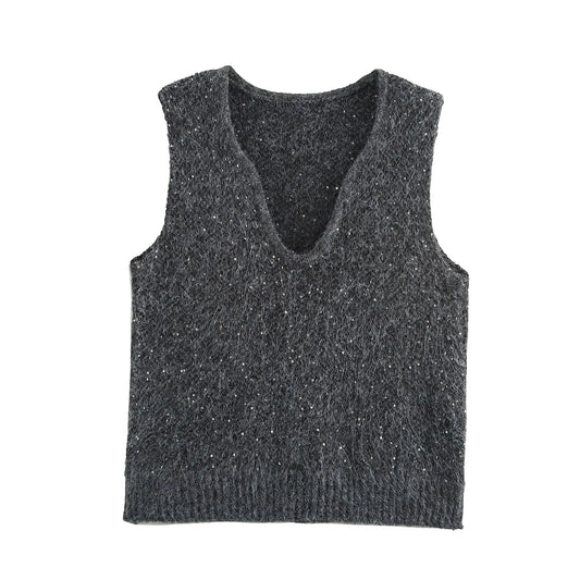 SEQUIN KNITTED SWEATER VEST