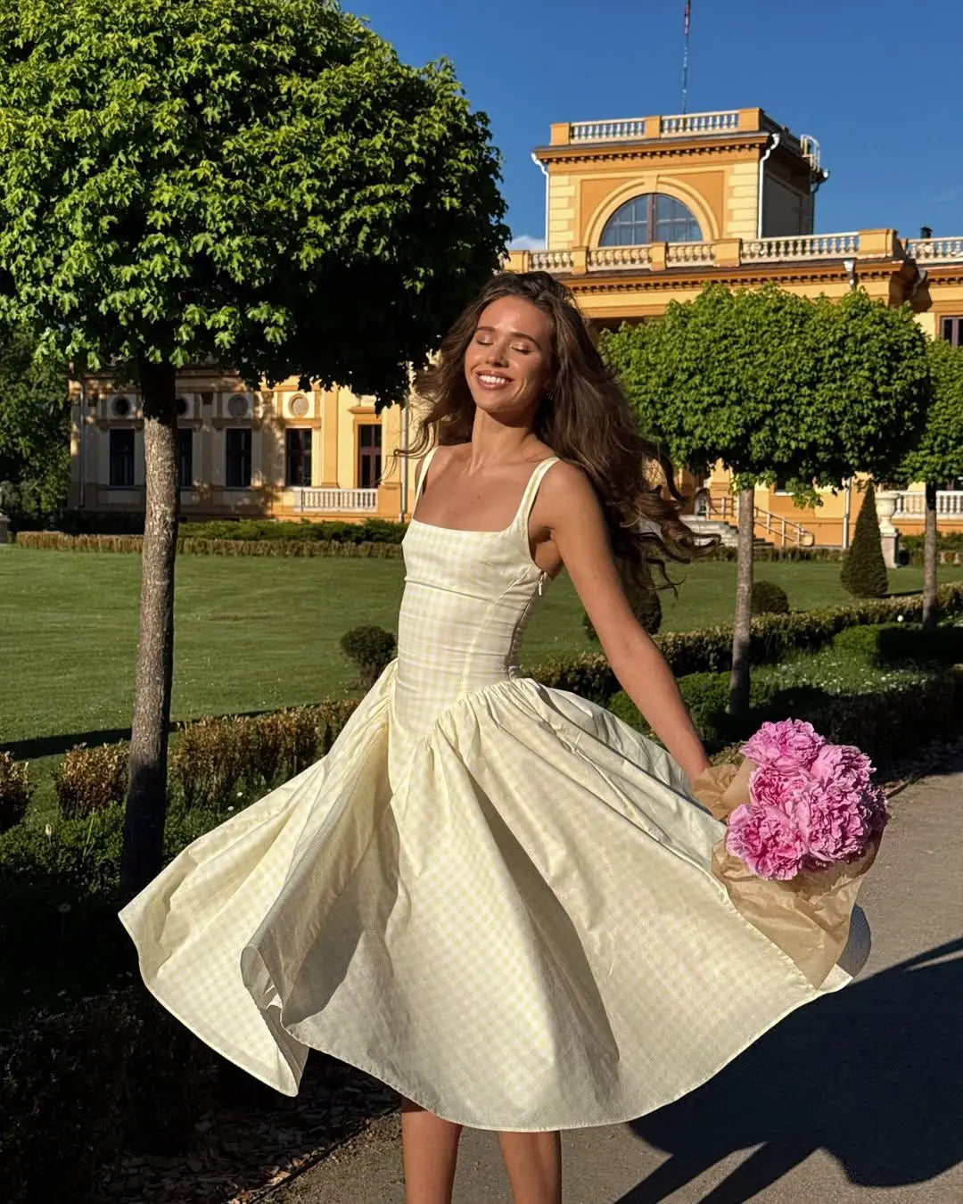 PAMELA PLAID MIDI DRESS