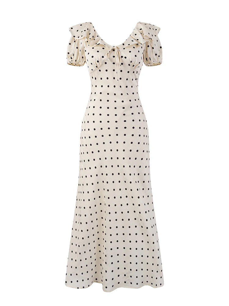 LETO POLKA DOT SATIN DRESS