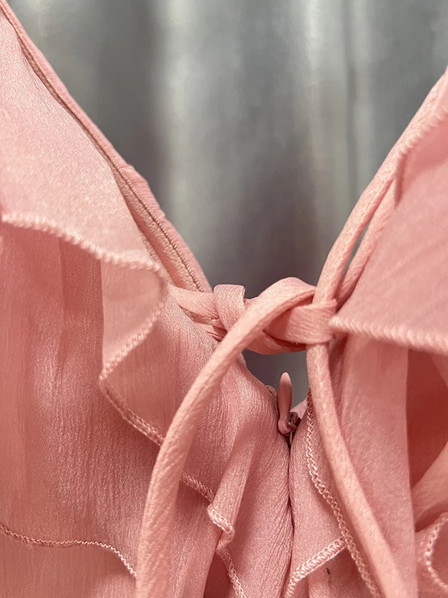 MILANO RUFFLE MINI DRESS PINK