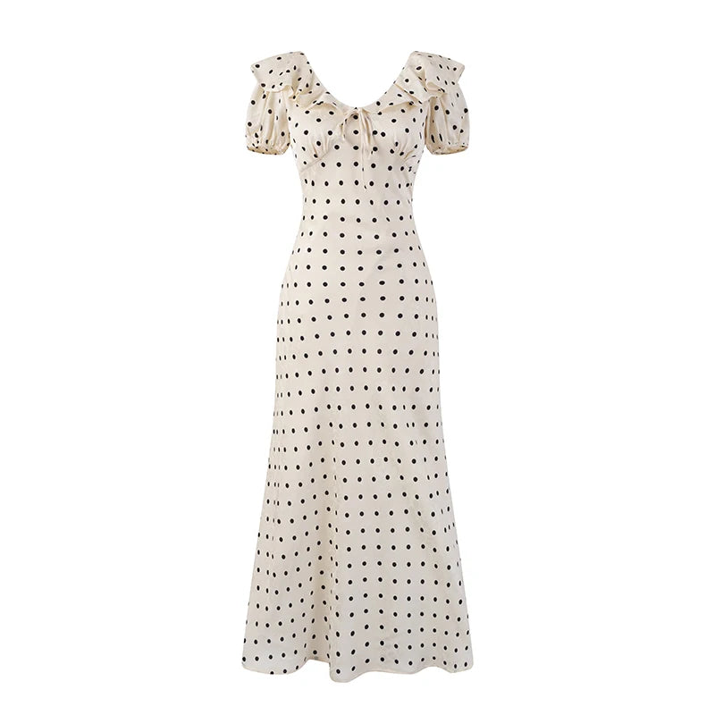LETO POLKA DOT SATIN DRESS