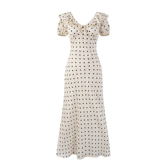 LETO POLKA DOT SATIN DRESS