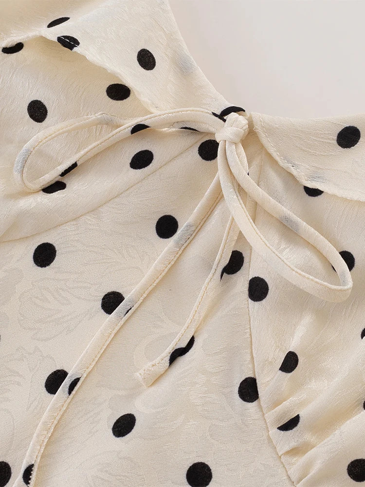 LETO POLKA DOT SATIN DRESS