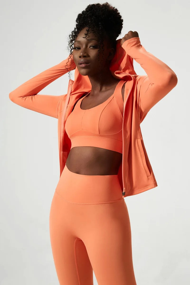 DOINA HOODED LONG SLEEVE SPORTS TOP ORANGE