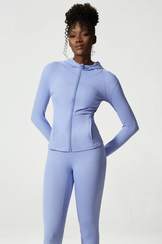 DOINA HOODED LONG SLEEVE SPORTS TOP BLUE