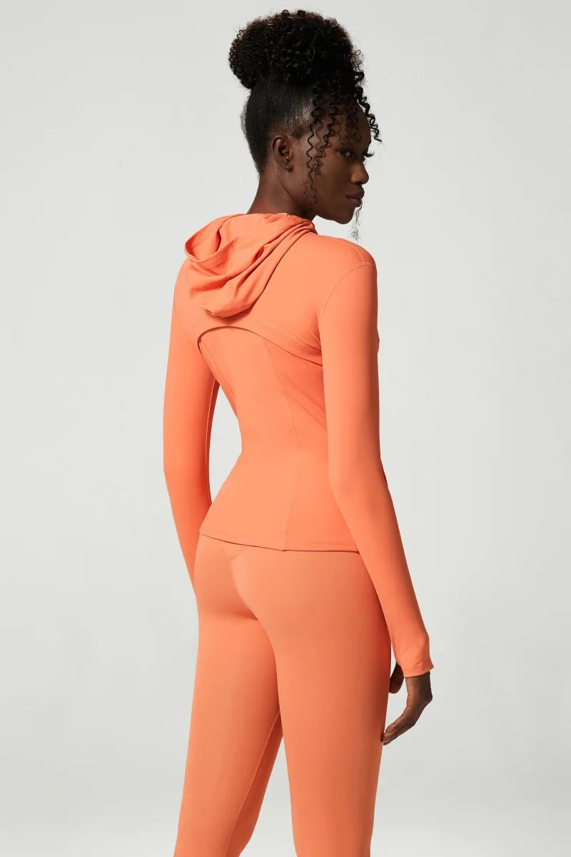 DOINA HOODED LONG SLEEVE SPORTS TOP ORANGE