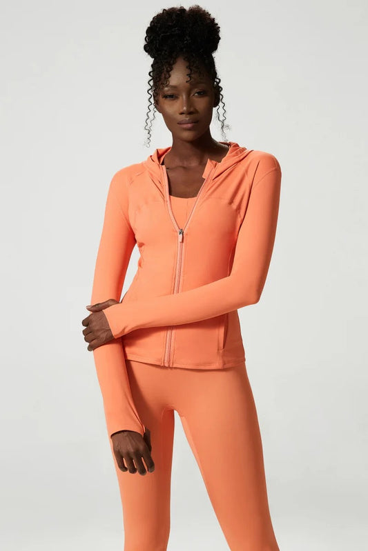 DOINA HOODED LONG SLEEVE SPORTS TOP ORANGE